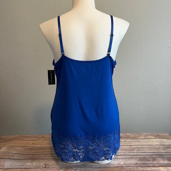 Lane Bryant Tops Lane Bryant Lace Trim Cami Blue Poshmark